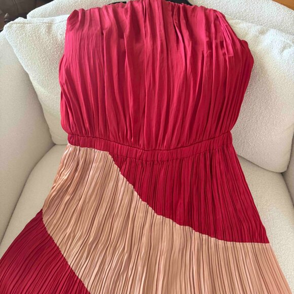 Ramy Brook Adena Blush Rose Pleated Midi Dress - L - Picture 4 of 4